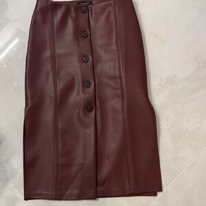 Banana Republic Factory Faux Leather Pencil Skirt in Burgundy